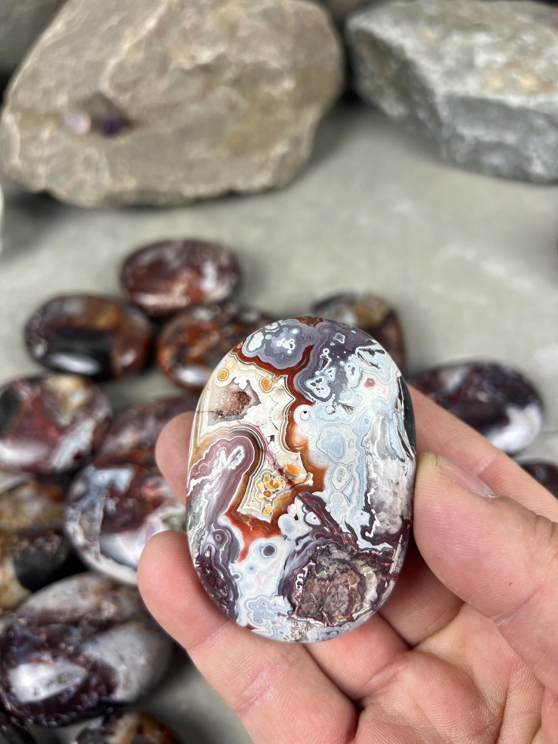 Large Laughter Stone Palm Stone Mexican Agate Money Polished Crystal Worry Distraction Home Decor Worry Pocket Stress Anxiety Palm Stone