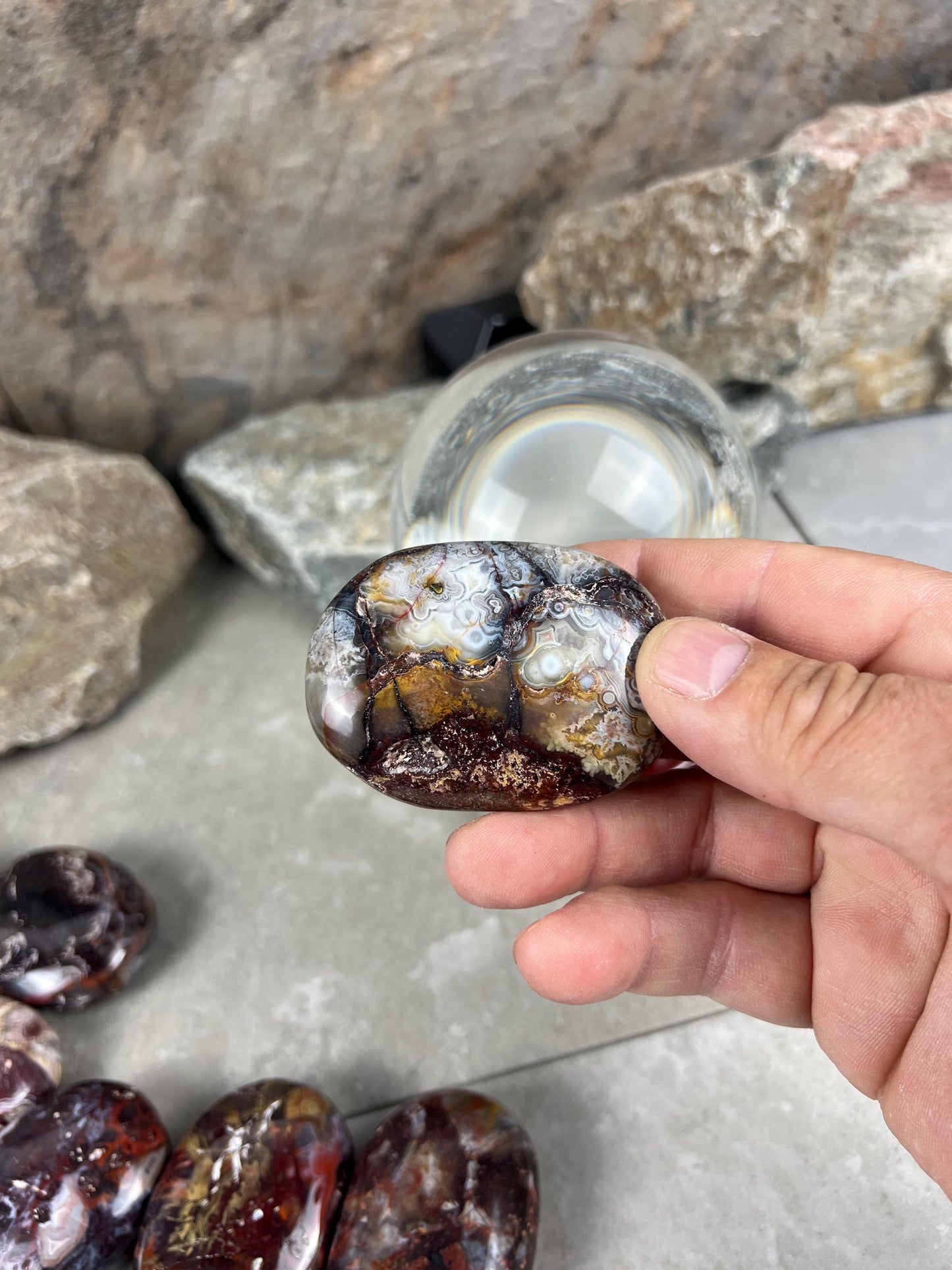 Large Laughter Stone Palm Stone Mexican Agate Money Polished Crystal Worry Distraction Home Decor Worry Pocket Stress Anxiety Palm Stone