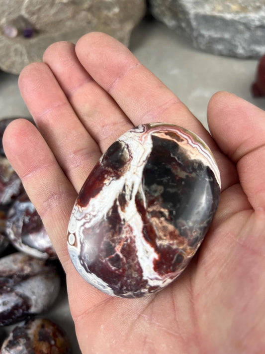 Large Laughter Stone Palm Stone Mexican Agate Money Polished Crystal Worry Distraction Home Decor Worry Pocket Stress Anxiety Palm Stone
