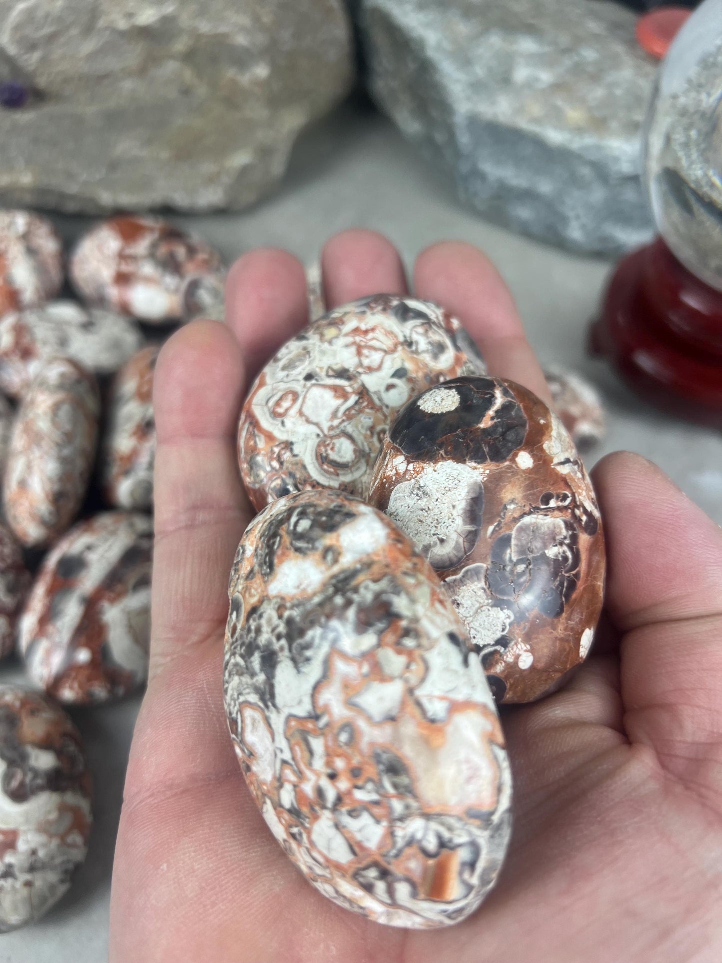 Large Crazy Agate Stone Palm Stone Mexican Agate Money Polished Crystal Worry Distraction