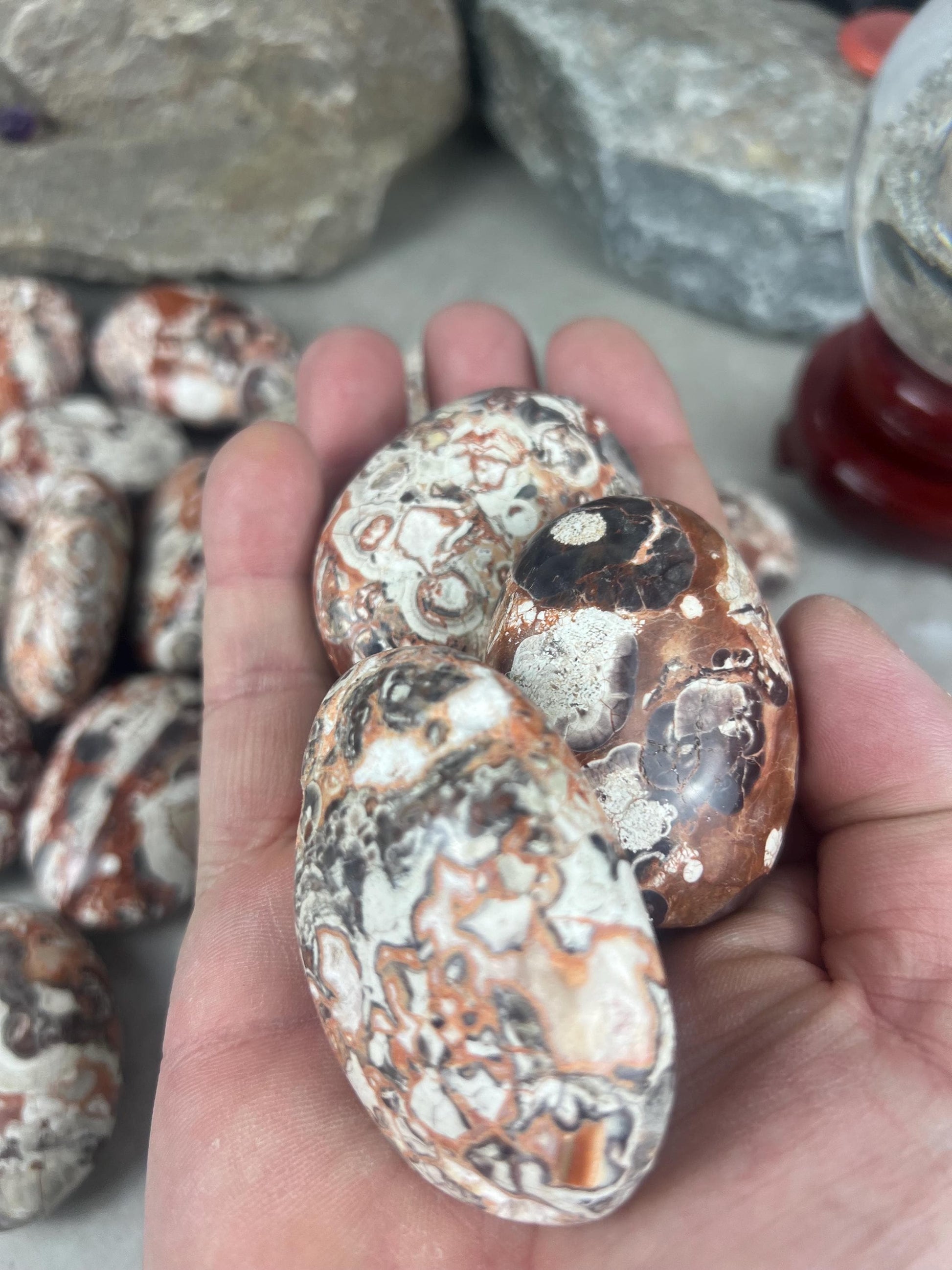 Large Crazy Agate Stone Palm Stone Mexican Agate Money Polished Crystal Worry Distraction