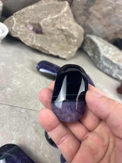 Uruguay Purple Sardonyx Natural Crystal Palm Polished Worry Stone Home Decor Anxiety Pocket Distraction Meditation Gift Birthday Christmas