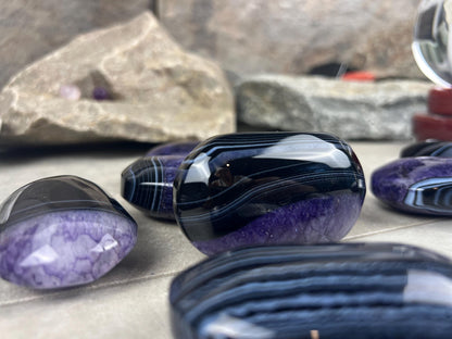 Uruguay Purple Sardonyx Natural Crystal Palm Polished Worry Stone Home Decor Anxiety Pocket Distraction Meditation Gift Birthday Christmas
