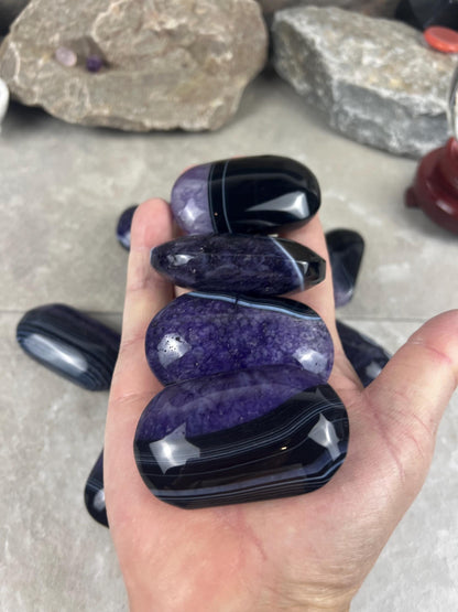 Uruguay Purple Sardonyx Natural Crystal Palm Polished Worry Stone Home Decor Anxiety Pocket Distraction Meditation Gift Birthday Christmas