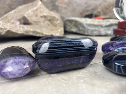 Uruguay Purple Sardonyx Natural Crystal Palm Polished Worry Stone Home Decor Anxiety Pocket Distraction Meditation Gift Birthday Christmas