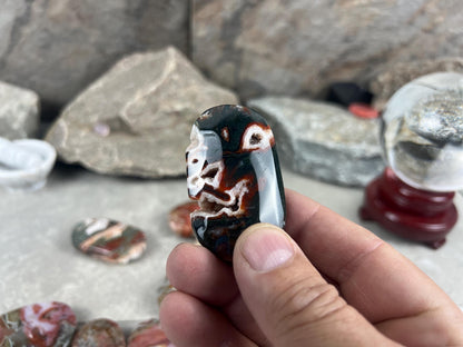 Gujarat Red Moss Agate Natural Crystal Palm Stone Worry Anxiety Distraction Pocket Stone Home Decor Worry Pocket Stress Anxiety Palm Stone