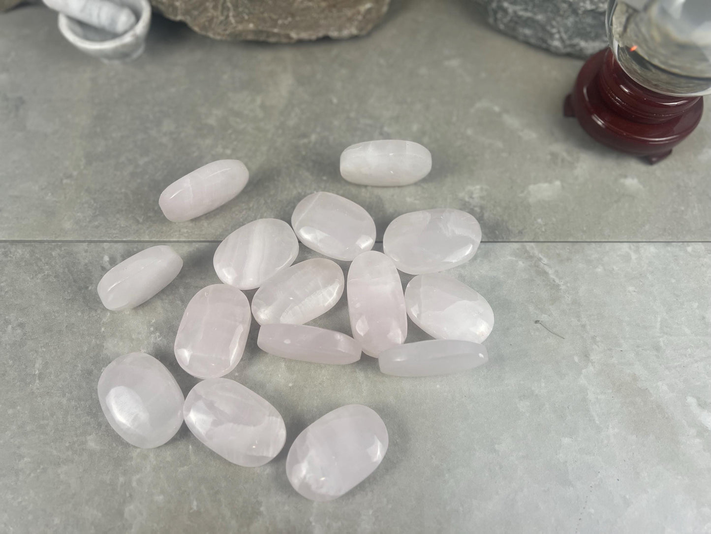 Mangano Calcite Palm Stone Polished Crystal for Meditation & Anxiety Relief Home Decor Worry Pocket Stress Anxiety Palm Stone