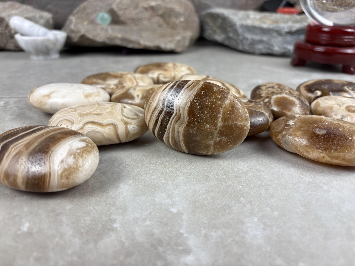 Caramel Quartz Calcite Polished Crystal for Anxiety & Focus Home Decor Worry Pocket Stress Anxiety Palm Stone