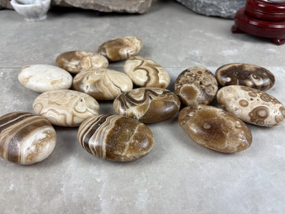 Caramel Quartz Calcite Polished Crystal for Anxiety & Focus Home Decor Worry Pocket Stress Anxiety Palm Stone