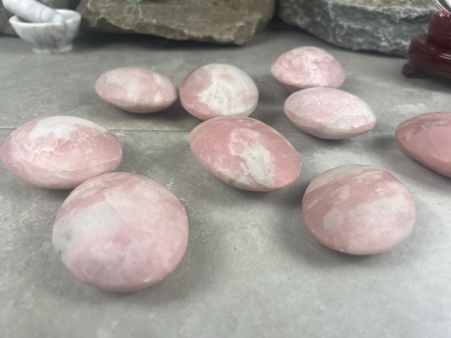 Burmese Pink Jade Palm Stone: Polished Crystal for Anxiety Relief Home Decor Worry Pocket Stress Anxiety Palm Stone