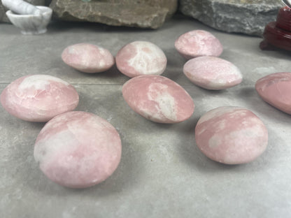 Burmese Pink Jade Palm Stone: Polished Crystal for Anxiety Relief Home Decor Worry Pocket Stress Anxiety Palm Stone