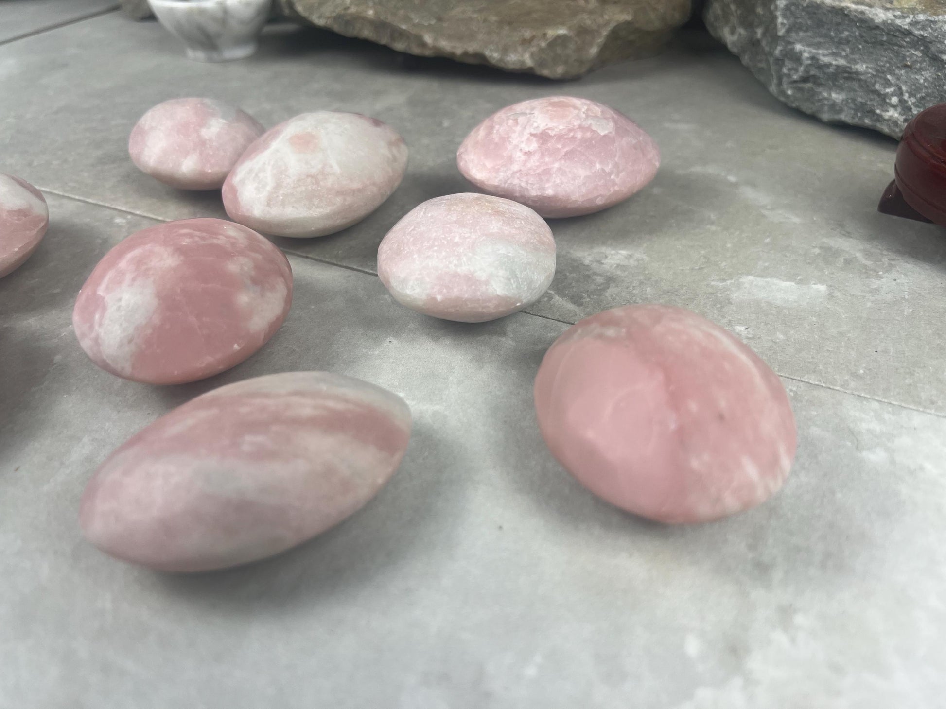 Burmese Pink Jade Palm Stone: Polished Crystal for Anxiety Relief Home Decor Worry Pocket Stress Anxiety Palm Stone