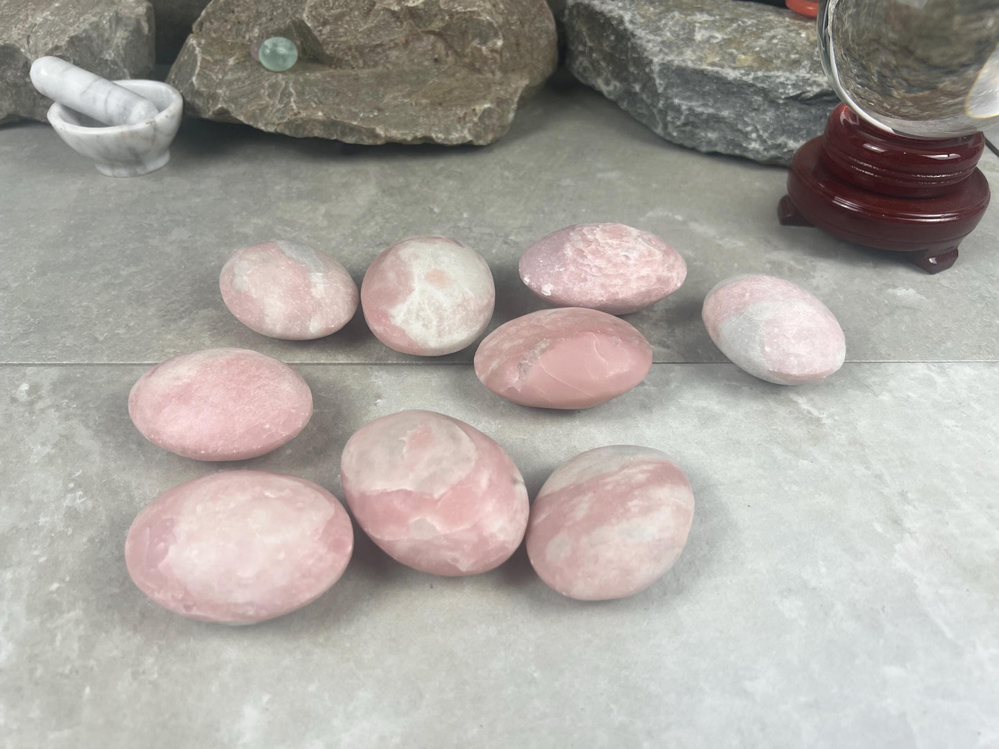 Burmese Pink Jade Palm Stone: Polished Crystal for Anxiety Relief Home Decor Worry Pocket Stress Anxiety Palm Stone