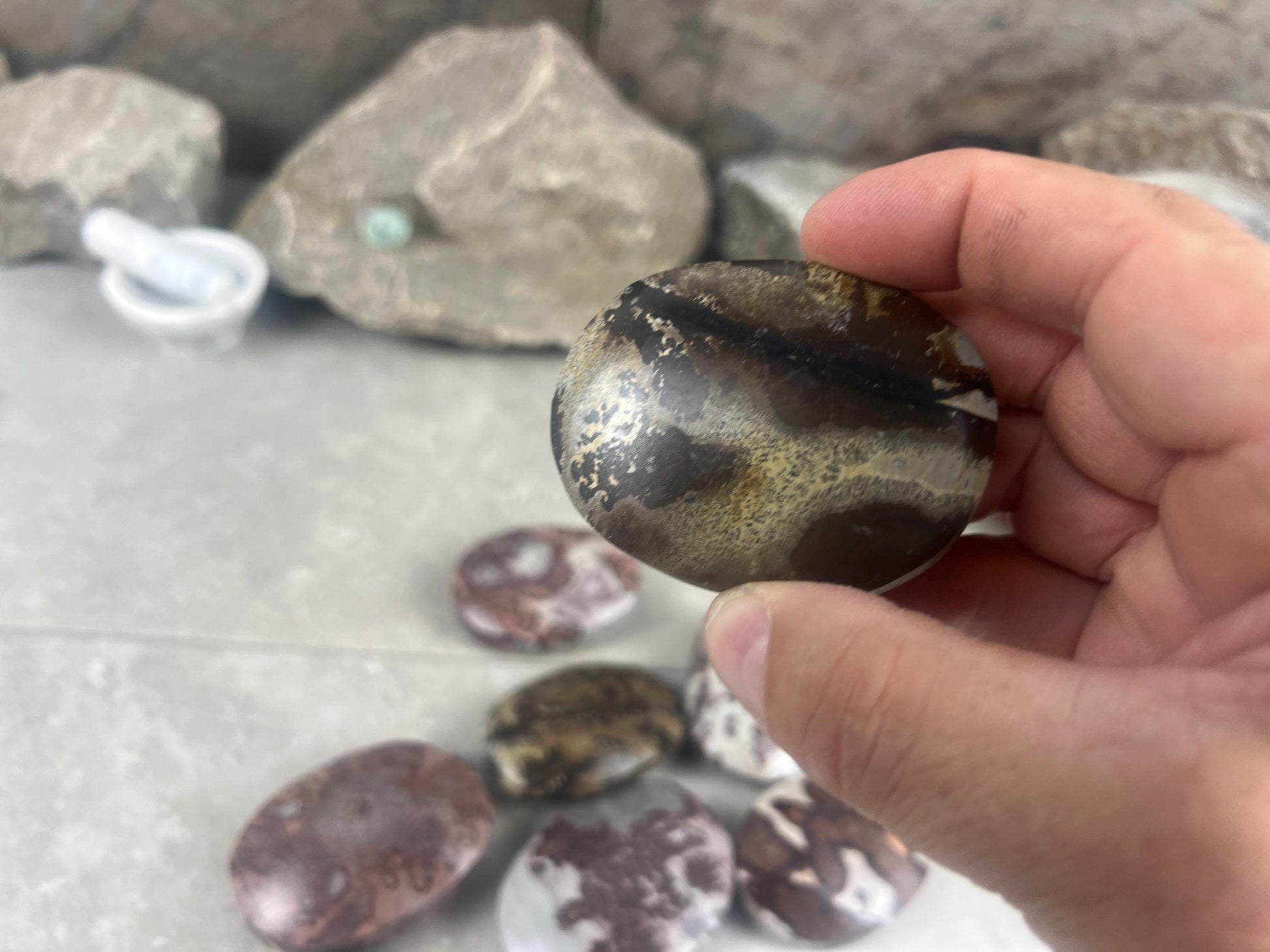 Coffee Bean Jasper Palm Stone Polished Crystal Worry Anxiety Distraction Pocket Stone