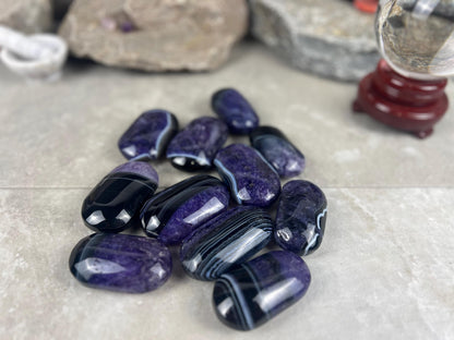 Uruguay Purple Sardonyx Natural Crystal Palm Polished Worry Stone Home Decor Anxiety Pocket Distraction Meditation Gift Birthday Christmas