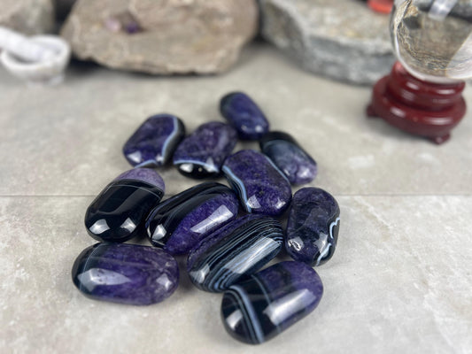 Uruguay Purple Sardonyx Natural Crystal Palm Polished Worry Stone Home Decor Anxiety Pocket Distraction Meditation Gift Birthday Christmas