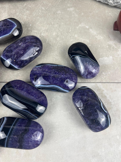 Uruguay Purple Sardonyx Natural Crystal Palm Polished Worry Stone Home Decor Anxiety Pocket Distraction Meditation Gift Birthday Christmas