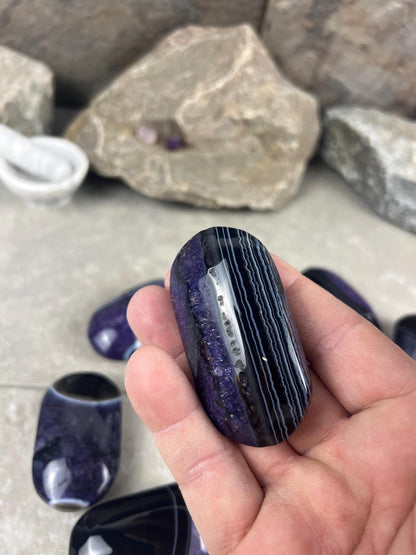 Uruguay Purple Sardonyx Natural Crystal Palm Polished Worry Stone Home Decor Anxiety Pocket Distraction Meditation Gift Birthday Christmas