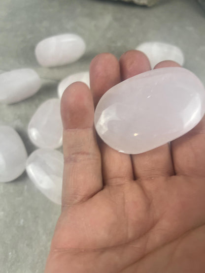Mangano Calcite Palm Stone Polished Crystal for Meditation & Anxiety Relief Home Decor Worry Pocket Stress Anxiety Palm Stone