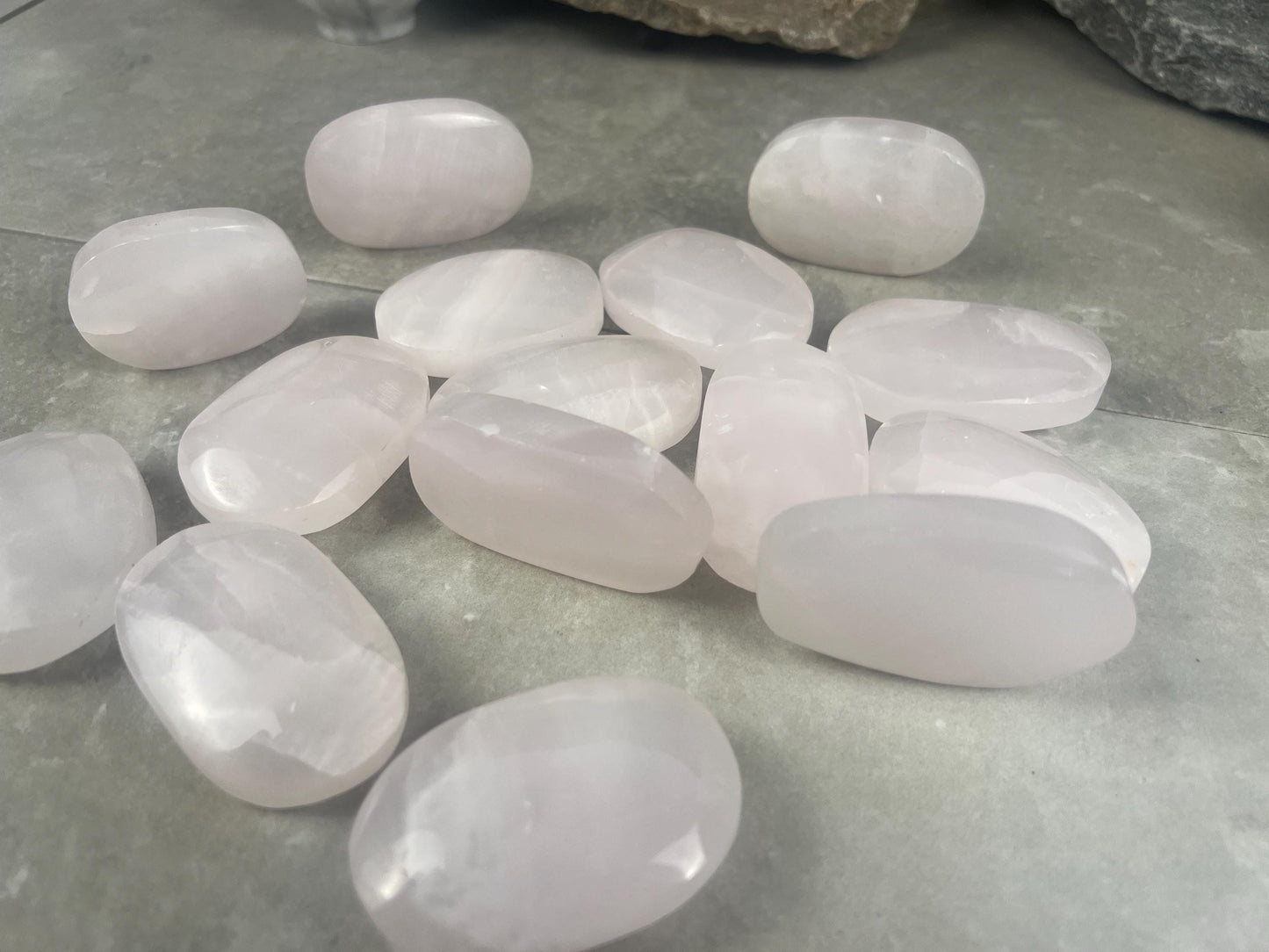 Mangano Calcite Palm Stone Polished Crystal for Meditation & Anxiety Relief Home Decor Worry Pocket Stress Anxiety Palm Stone