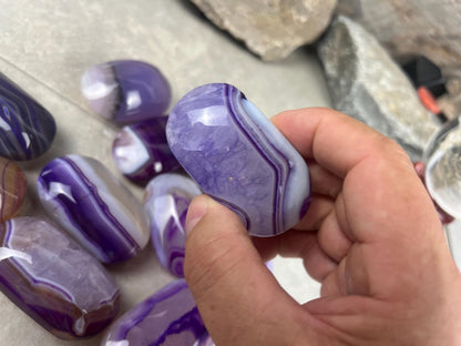 Uruguay Lilac Sardonyx Natural Crystal Palm Stone Worry Anxiety Distraction Pocket Stone Home Decor Worry Pocket Stress Anxiety Palm Stone