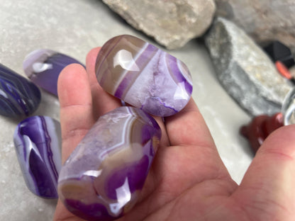Uruguay Lilac Sardonyx Natural Crystal Palm Stone Worry Anxiety Distraction Pocket Stone Home Decor Worry Pocket Stress Anxiety Palm Stone