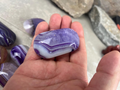 Uruguay Lilac Sardonyx Natural Crystal Palm Stone Worry Anxiety Distraction Pocket Stone Home Decor Worry Pocket Stress Anxiety Palm Stone