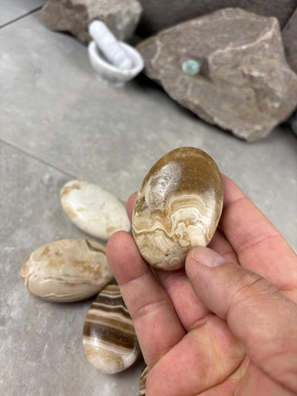 Caramel Quartz Calcite Polished Crystal for Anxiety & Focus Home Decor Worry Pocket Stress Anxiety Palm Stone