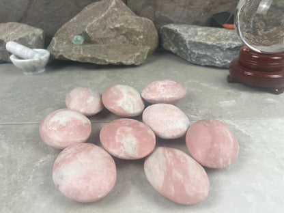 Burmese Pink Jade Palm Stone: Polished Crystal for Anxiety Relief Home Decor Worry Pocket Stress Anxiety Palm Stone