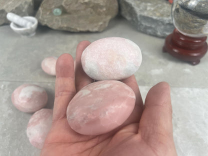 Burmese Pink Jade Palm Stone: Polished Crystal for Anxiety Relief Home Decor Worry Pocket Stress Anxiety Palm Stone