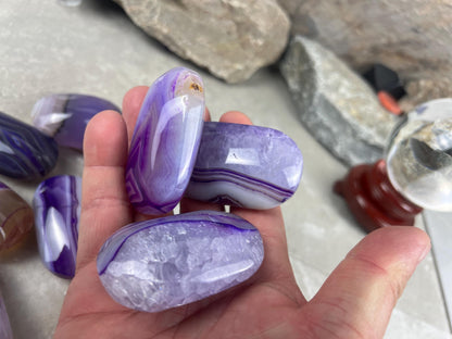 Uruguay Lilac Sardonyx Natural Crystal Palm Stone Worry Anxiety Distraction Pocket Stone Home Decor Worry Pocket Stress Anxiety Palm Stone