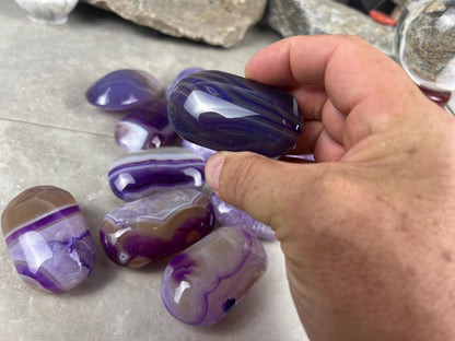 Uruguay Lilac Sardonyx Natural Crystal Palm Stone Worry Anxiety Distraction Pocket Stone Home Decor Worry Pocket Stress Anxiety Palm Stone
