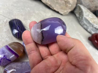 Uruguay Lilac Sardonyx Natural Crystal Palm Stone Worry Anxiety Distraction Pocket Stone Home Decor Worry Pocket Stress Anxiety Palm Stone