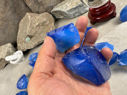 Raw Sapphire Opalite Crystal Glass Arts and Crafts Home Decor Gift Birthday Stone Anxiety Worry Meditation Christmas Mineral