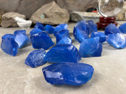 Raw Sapphire Opalite Crystal Glass Arts and Crafts Home Decor Gift Birthday Stone Anxiety Worry Meditation Christmas Mineral