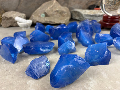 Raw Sapphire Opalite Crystal Glass Arts and Crafts Home Decor Gift Birthday Stone Anxiety Worry Meditation Christmas Mineral