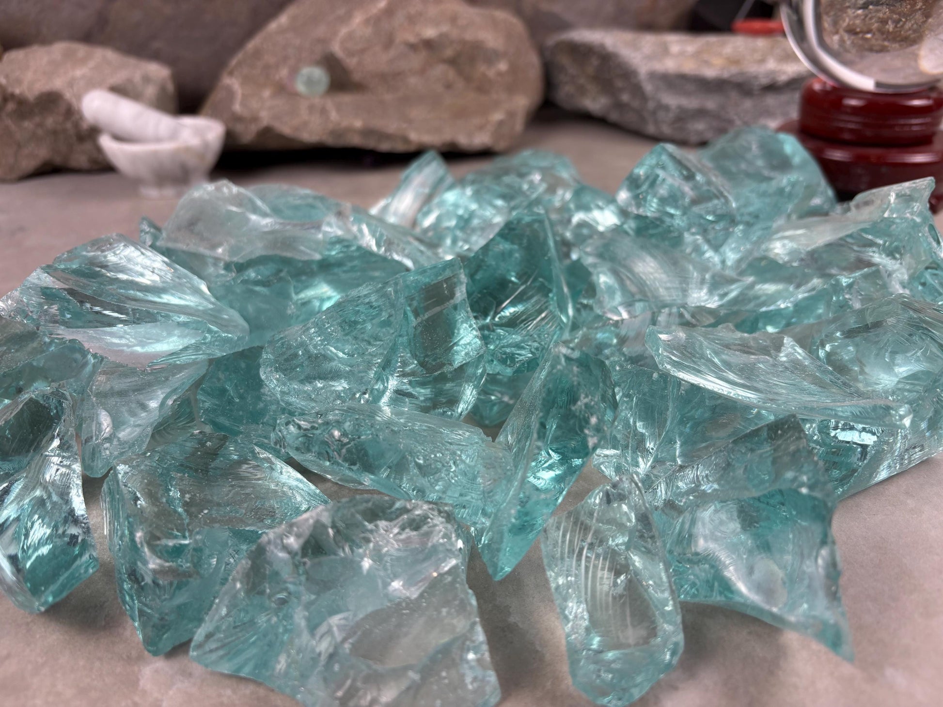 Raw Aquamarine Green Opalite Crystals: High Frequency Healing Stones, Home Decor