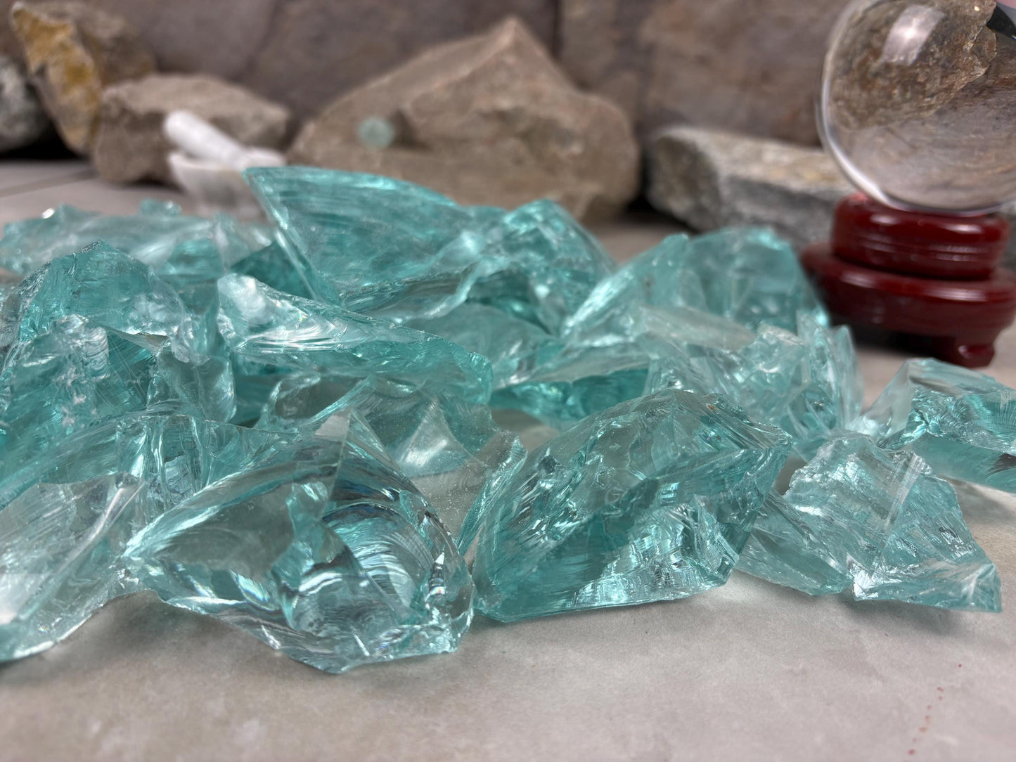 Raw Aquamarine Green Opalite Crystals: High Frequency Healing Stones, Home Decor