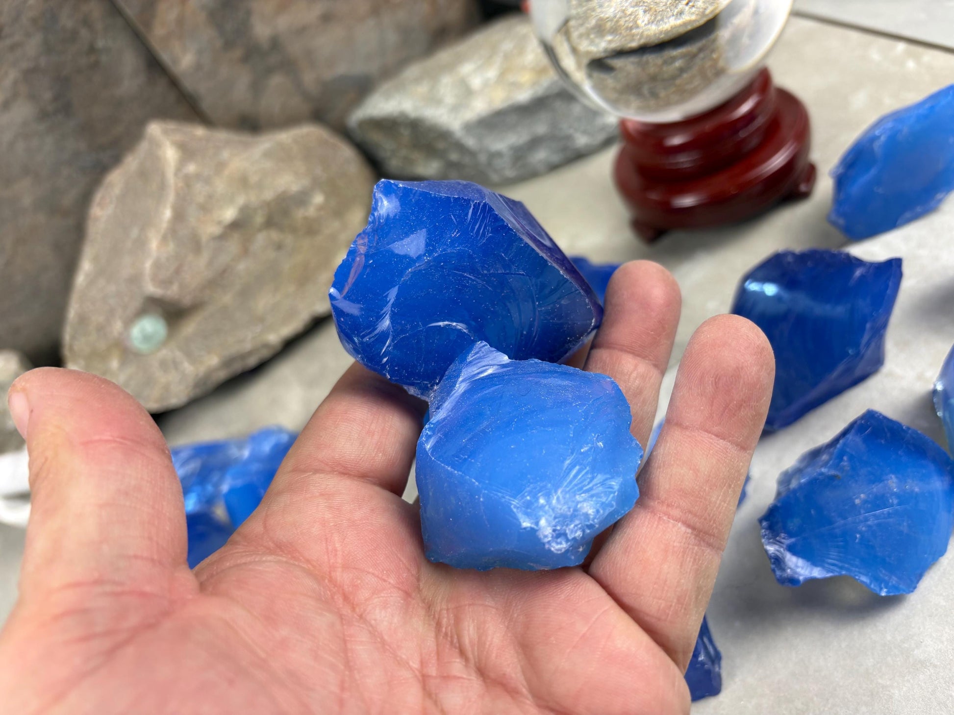 Raw Sapphire Opalite Crystal Glass Arts and Crafts Home Decor Gift Birthday Stone Anxiety Worry Meditation Christmas Mineral