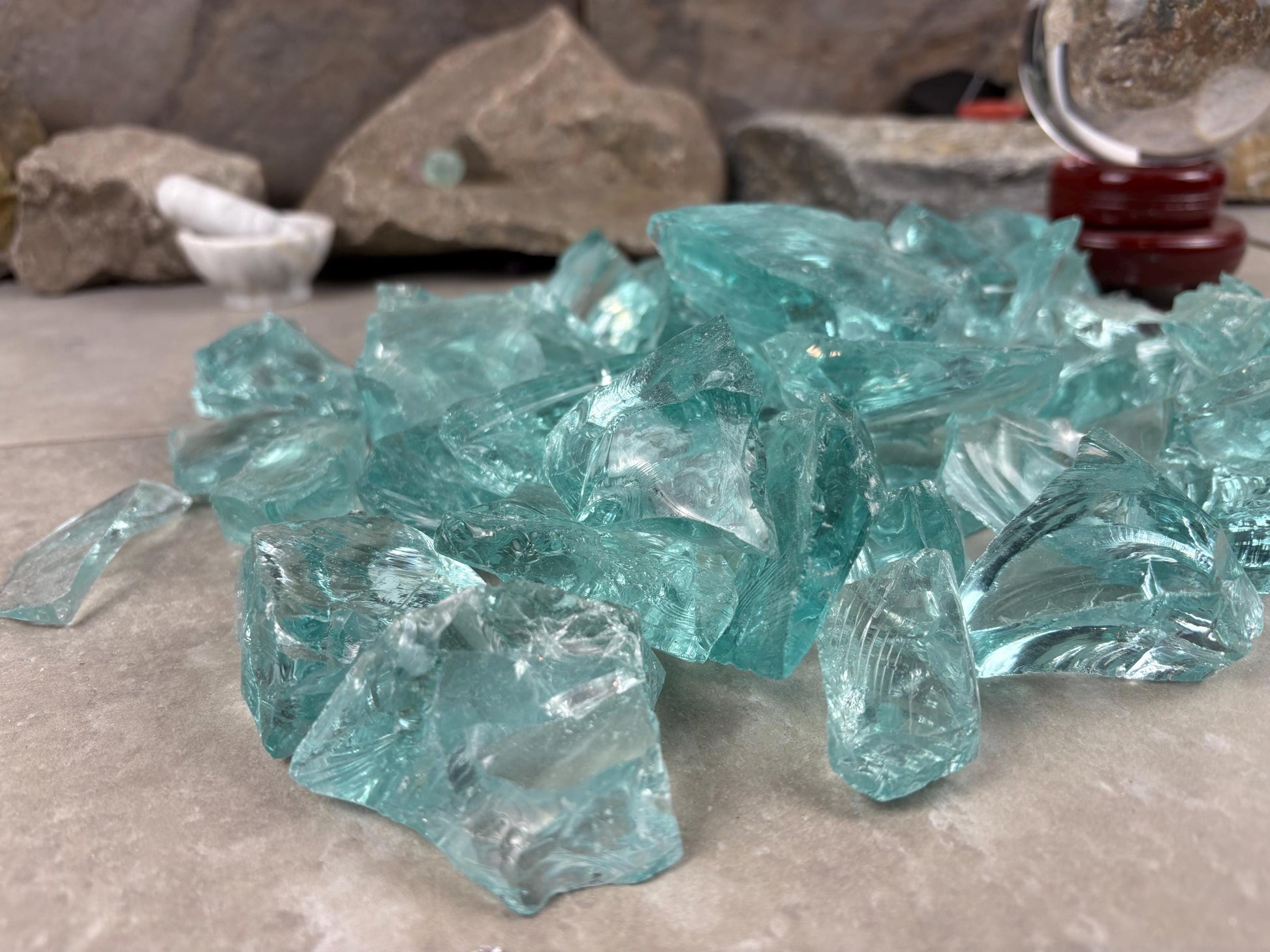 Raw Aquamarine Green Opalite Crystals: High Frequency Healing Stones, Home Decor