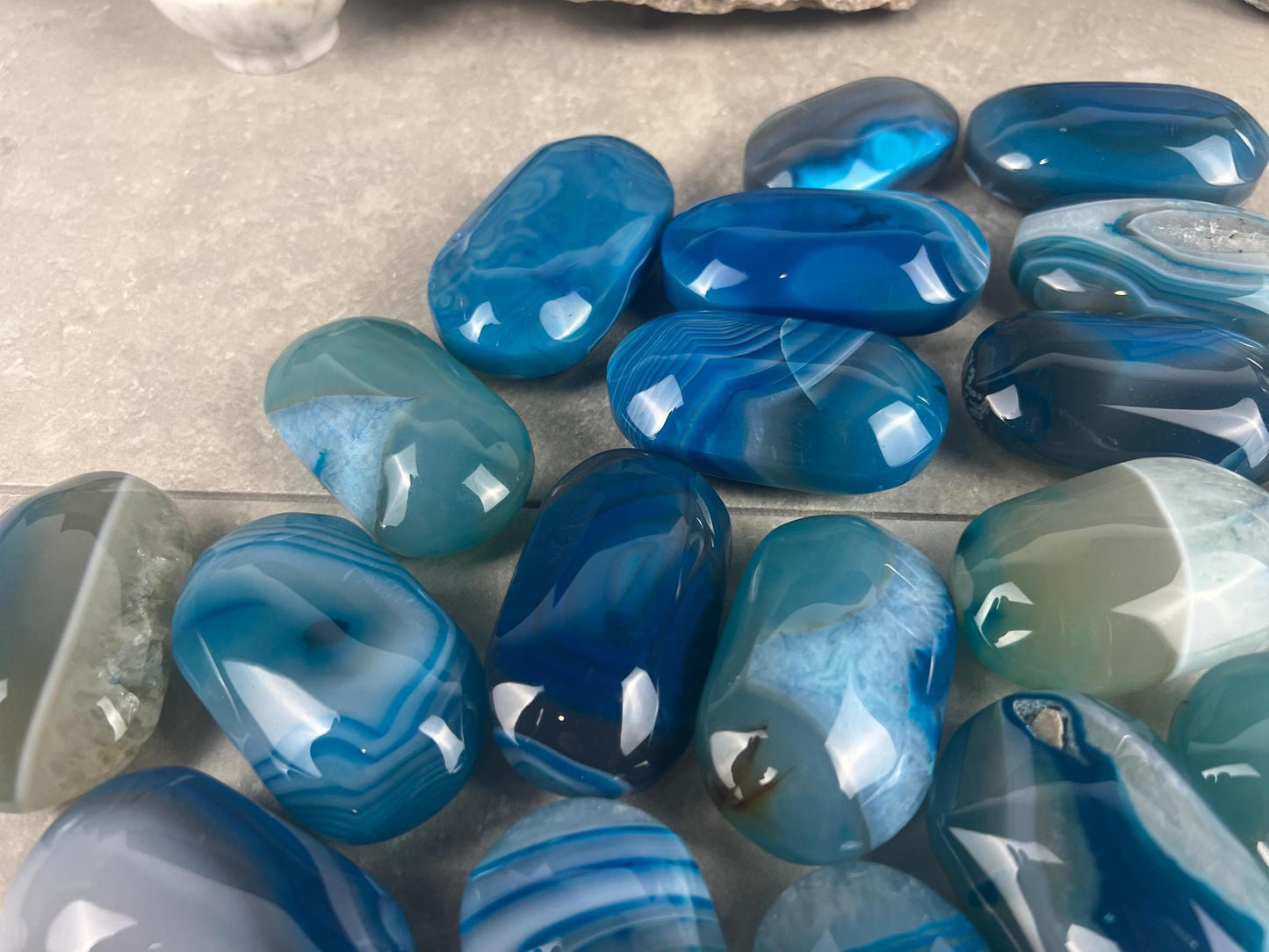 German Blue Sardonyx Palm Stone Polished Worry Stone Home Decor Home Decor Anxiety Pocket Home Decor Worry Pocket Stress Anxiety Palm Stone