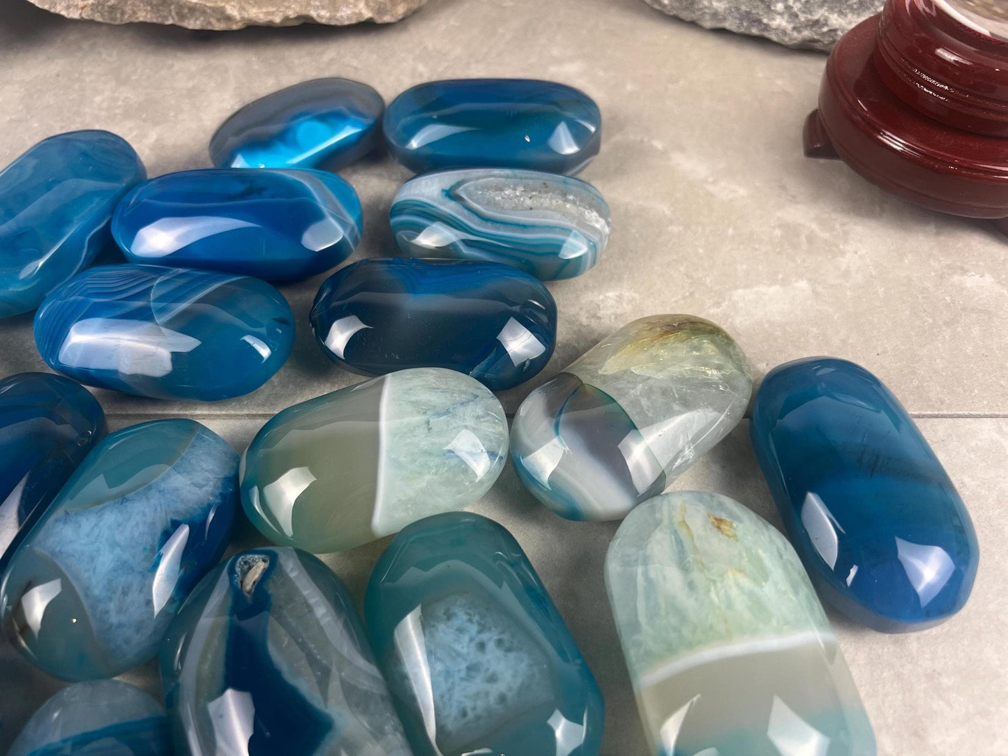 German Blue Sardonyx Palm Stone Polished Worry Stone Home Decor Home Decor Anxiety Pocket Home Decor Worry Pocket Stress Anxiety Palm Stone