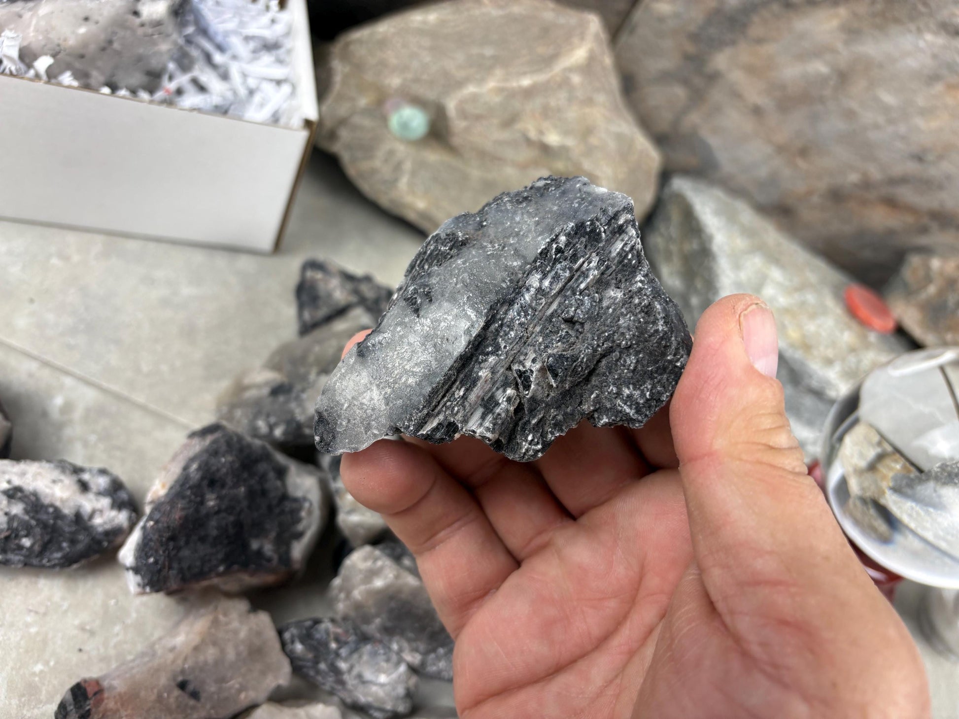 African Raw Black Tourmaline Quartz Chunk Natural Crystal Polished Worry Stone Decor Anxiety Pocket Meditation Christmas Craft Hobby