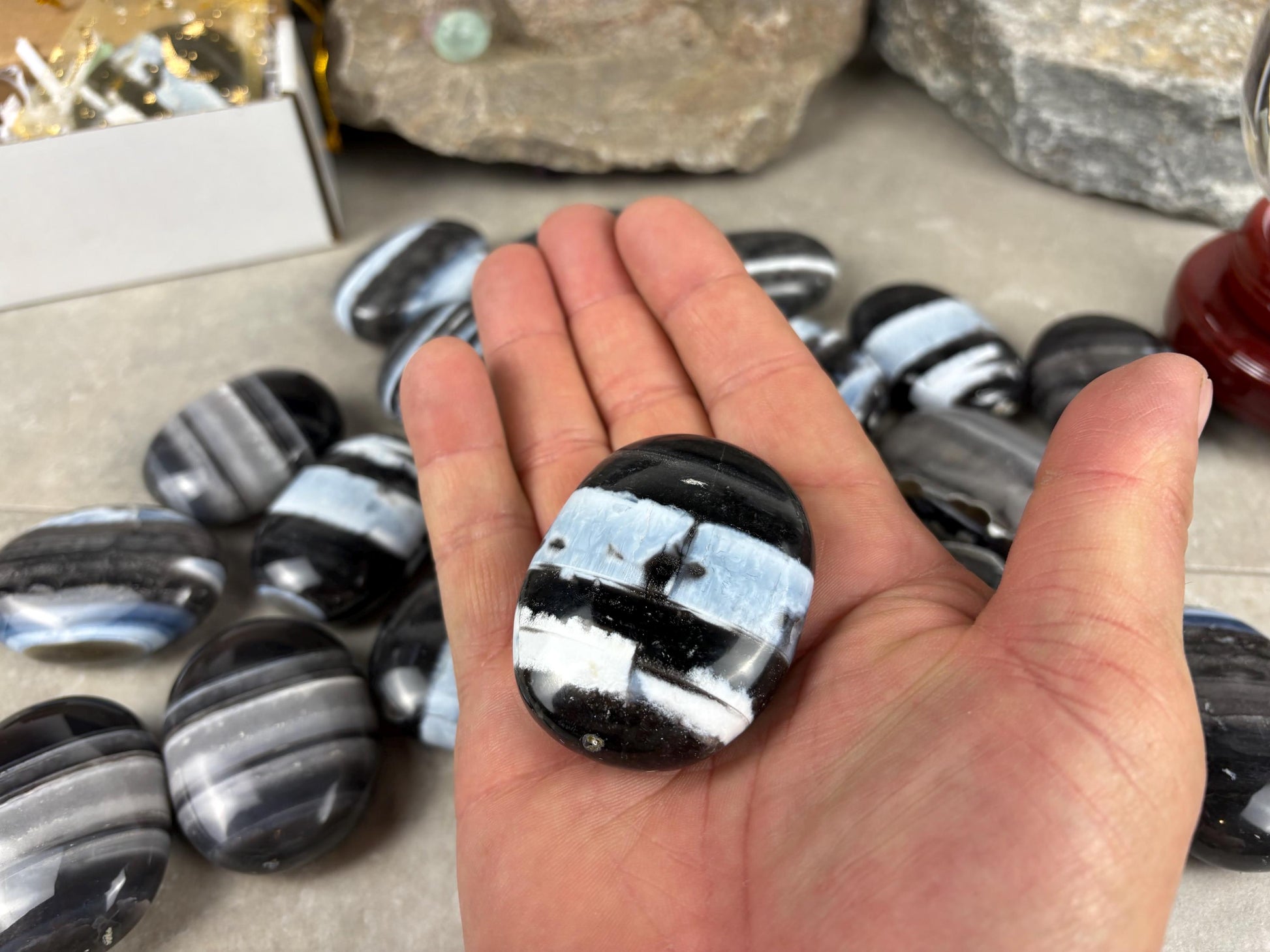Oregon Blue Owyhee Opal Palm Stone Natural Crystal Polished Worry Decor Anxiety Pocket Distraction Meditation Christmas Worry Gift Jewellry