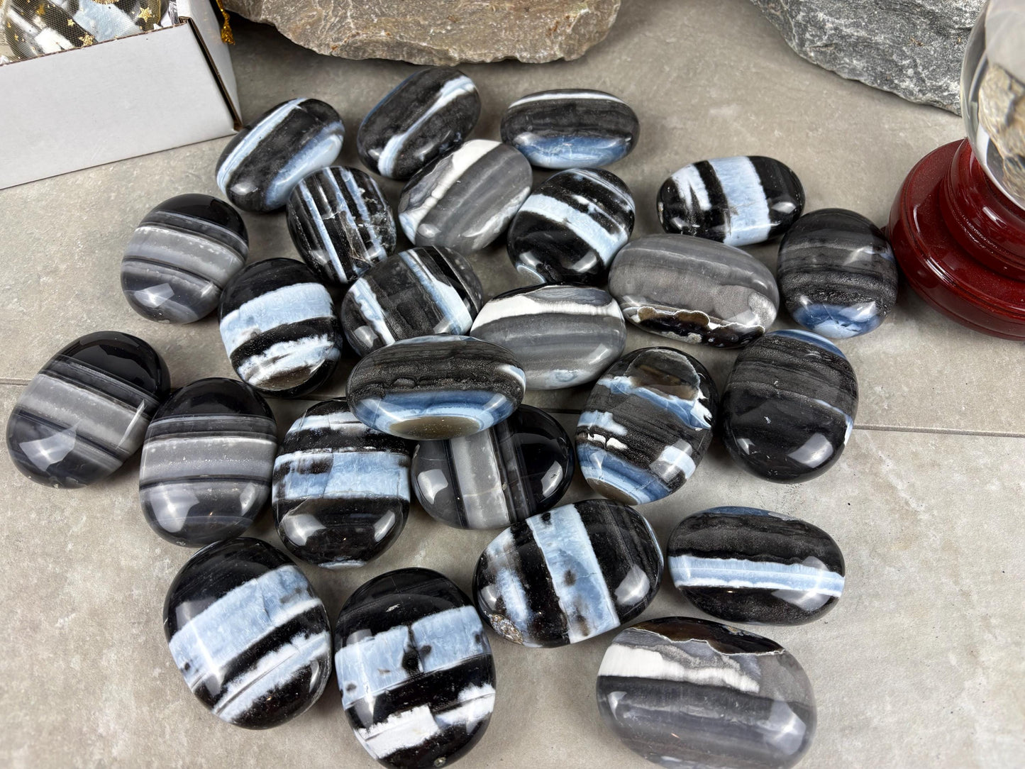 Oregon Blue Owyhee Opal Palm Stone Natural Crystal Polished Worry Decor Anxiety Pocket Distraction Meditation Christmas Worry Gift Jewellry