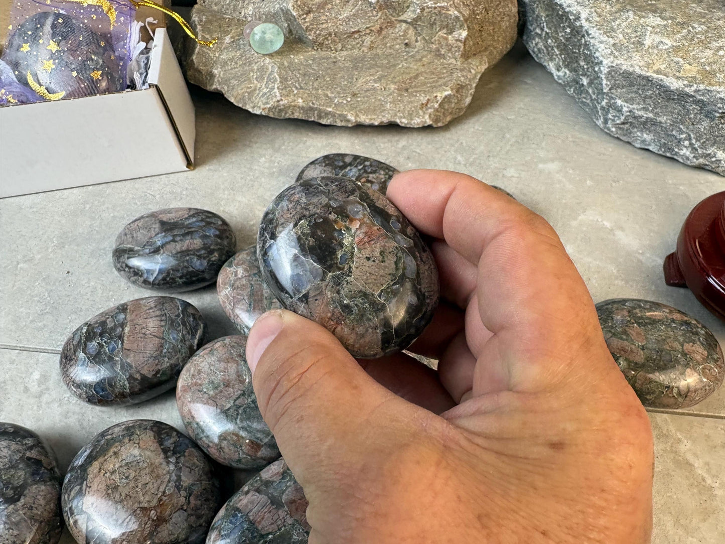Texan Que Sera Palm Stone Polished Crystal for Stress Relief Home Decor Home Decor Anxiety Pocket Worry Natural Polished Gift Christmas Gift
