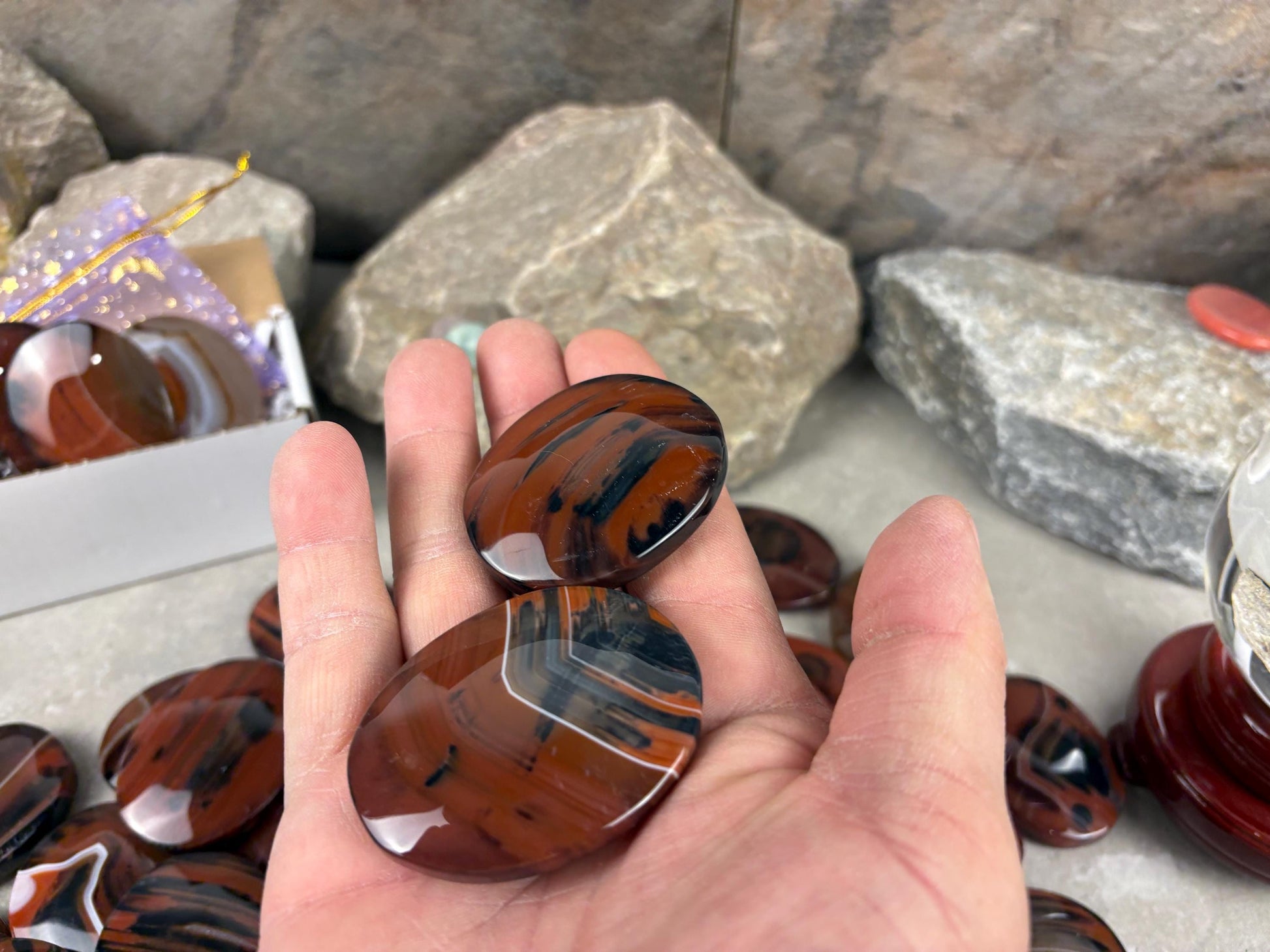 California Red Sardonyx Palm Stone Polished Worry Stone Home Decor Home Decor Anxiety Pocket Home Decor Worry Pocket Stress Anxiety Palm