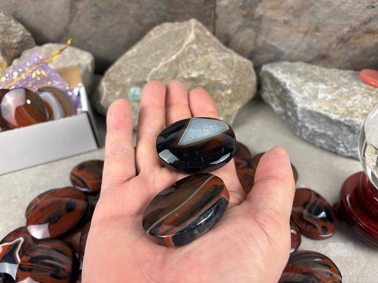 California Red Sardonyx Palm Stone Polished Worry Stone Home Decor Home Decor Anxiety Pocket Home Decor Worry Pocket Stress Anxiety Palm