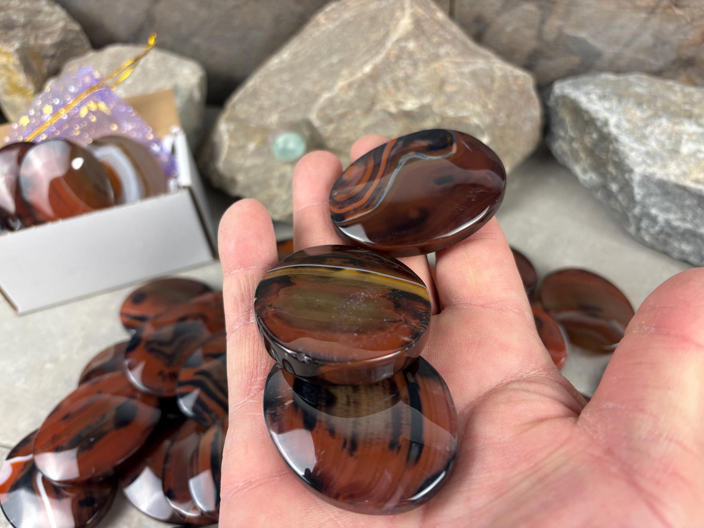 California Red Sardonyx Palm Stone Polished Worry Stone Home Decor Home Decor Anxiety Pocket Home Decor Worry Pocket Stress Anxiety Palm