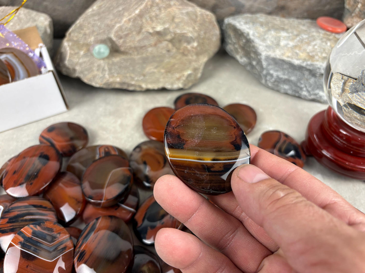 California Red Sardonyx Palm Stone Polished Worry Stone Home Decor Home Decor Anxiety Pocket Home Decor Worry Pocket Stress Anxiety Palm